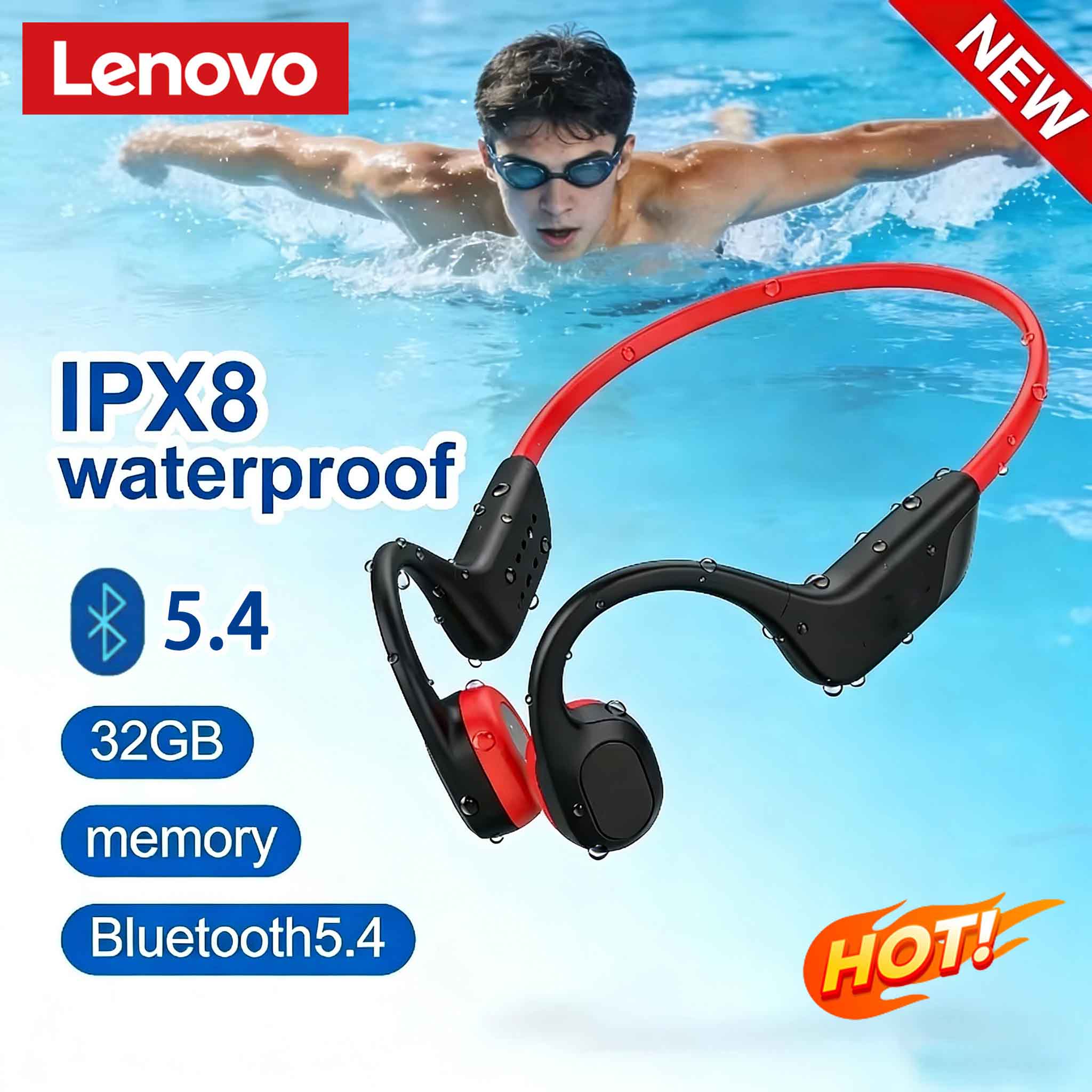 Bone Conduction Running Headphones - 레노버 골전도 헤드셋 블루투스 5.4 마이크