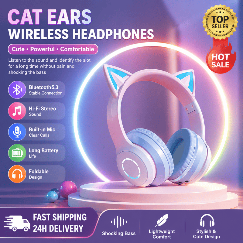 Cat Ear Bluetooth Headset Led - 새로운 베스트셀러 RGB 헤드 마운트 블루투스