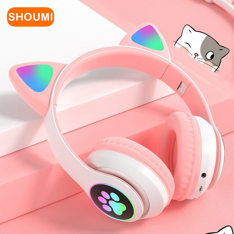 깜빡이는 LED 귀여운 고양이 귀 헤드폰, 블루투스 무 - Cat Ear Bluetooth Headset Led 리뷰 및 가격
