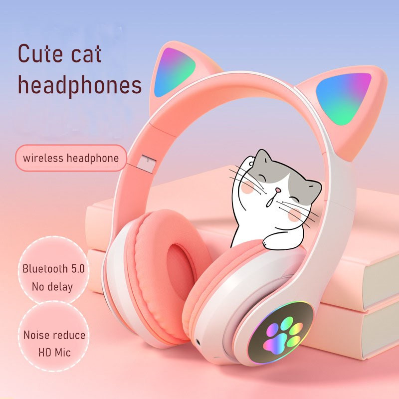 깜빡이는 LED 귀여운 고양이 귀 헤드폰, 블루투스 무 - Cat Ear Bluetooth Headset Led 리뷰 및 가격