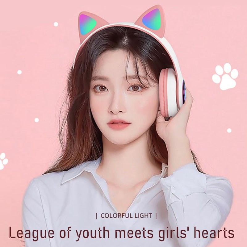 깜빡이는 LED 귀여운 고양이 귀 헤드폰, 블루투스 무 - Cat Ear Bluetooth Headset Led 리뷰 및 가격