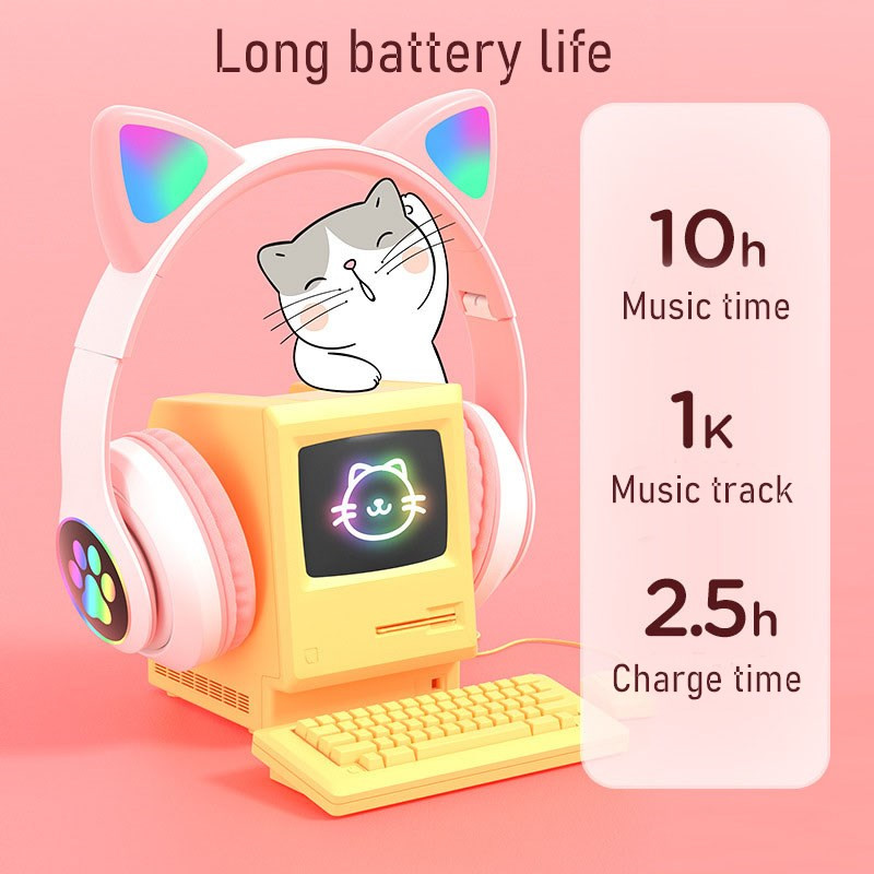 깜빡이는 LED 귀여운 고양이 귀 헤드폰, 블루투스 무 - Cat Ear Bluetooth Headset Led 리뷰 및 가격