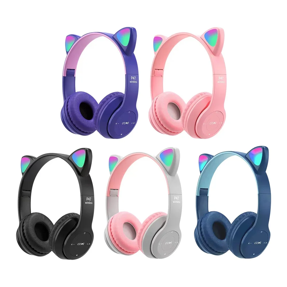 귀여운 고양이 귀 블루투스 호환 헤드셋 LED 무선 헤 - Cat Ear Bluetooth Headset Led 리뷰 및 가격