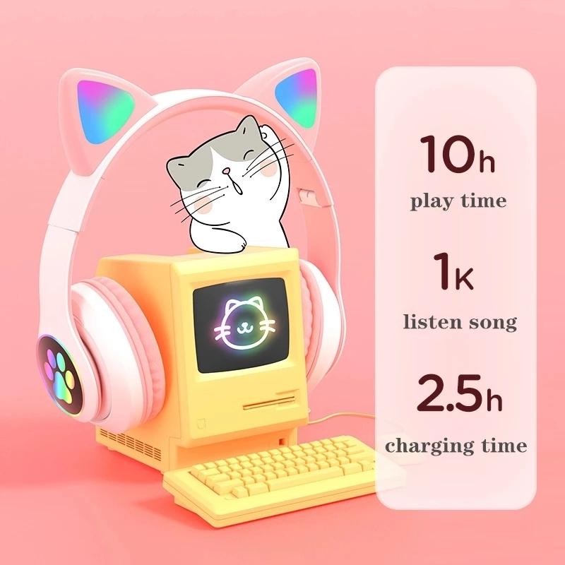 귀여운 고양이 귀 헤드폰 블루투스 무선 게임용 헤드셋, - Cat Ear Bluetooth Headset Led 리뷰 및 가격