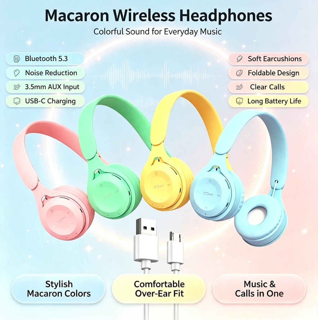 접이식 오버이어 블루투스 5.0 헤드폰 마카롱 컬러 무 - Anc Wireless Over Ear Headphones 리뷰 및 가격