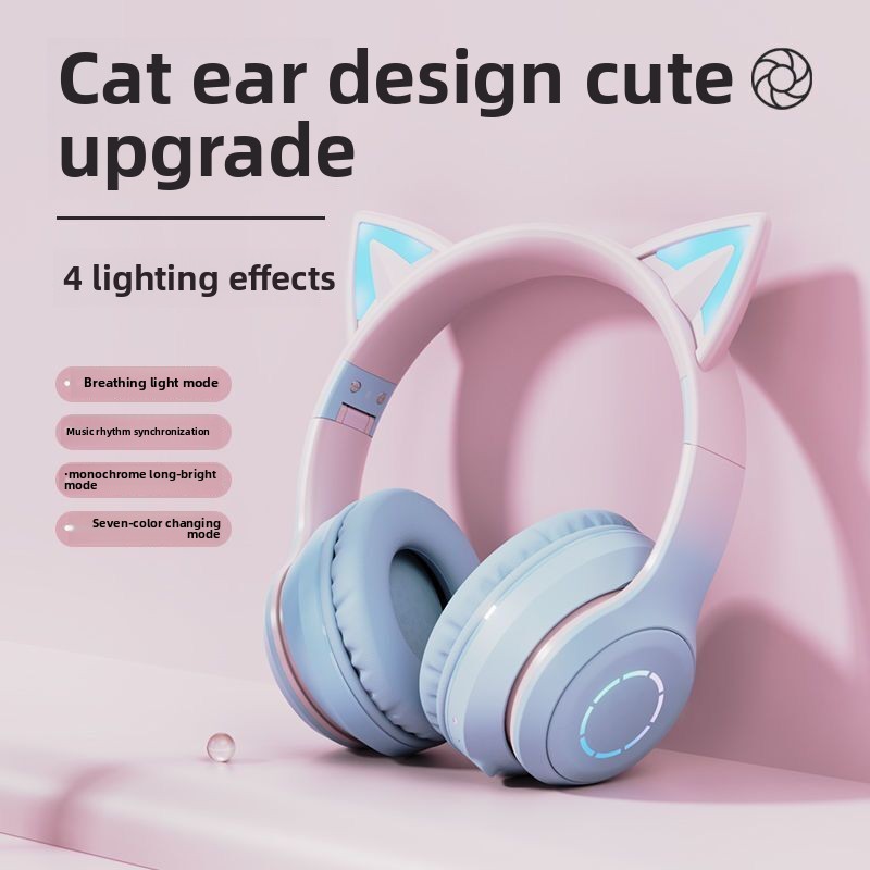 새로운 베스트셀러 RGB 헤드 마운트 블루투스 헤드폰  - Cat Ear Bluetooth Headset Led 리뷰 및 가격
