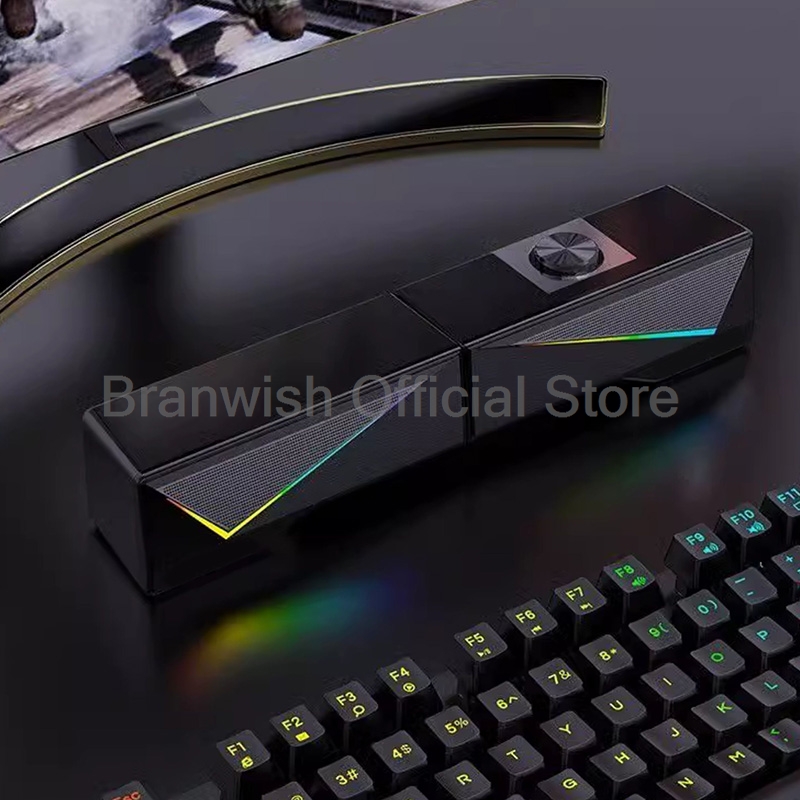 RGB 게이밍 사운드바, 탈착식 디자인 노브 컨트롤 스 - Rgb Computer Soundbar For Pc 리뷰 및 가격